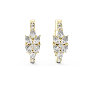 Luminary Pear and Round Brilliant Cluster Hoop Earrings - Image 2