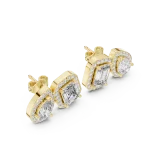 Symmetry Emerald and Pear Radiant Halo Stud Earrings