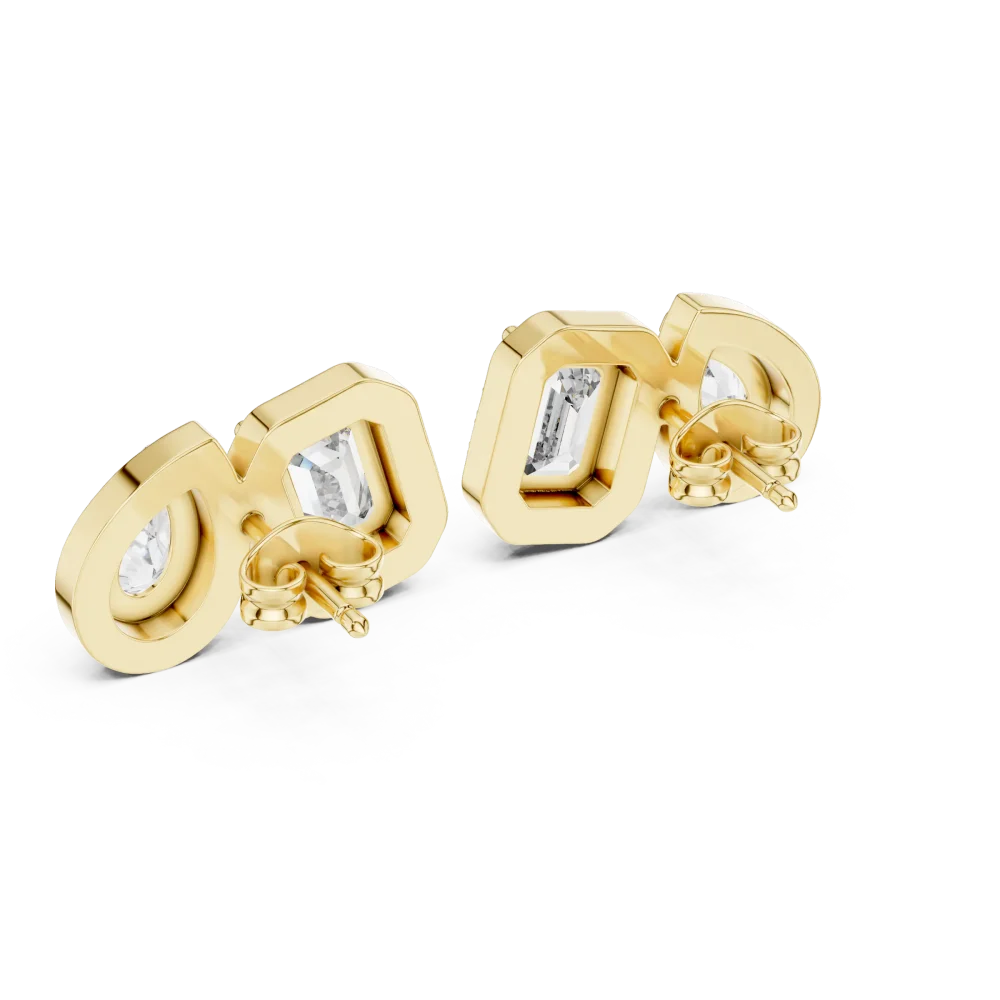 Symmetry Emerald and Pear Radiant Halo Stud Earrings - Image 3