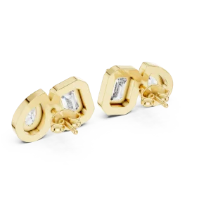 Symmetry Emerald and Pear Radiant Halo Stud Earrings - Image 3