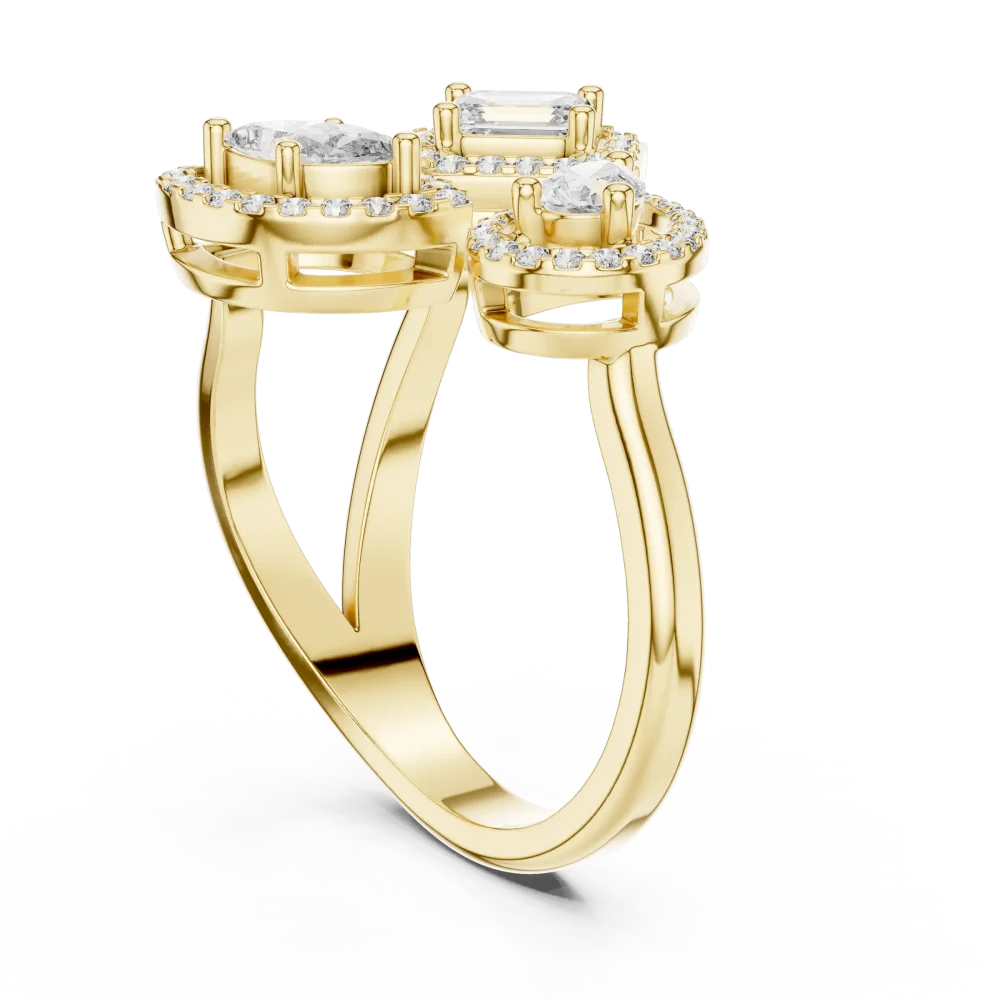Luminary Tri-Shape Emerald, Pear and Marquise Halo Ring - Image 3