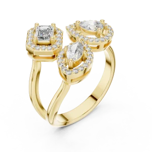 Luminary Tri-Shape Emerald, Pear and Marquise Halo Ring