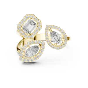 Luminary Tri-Shape Emerald, Pear and Marquise Halo Ring - Image 2