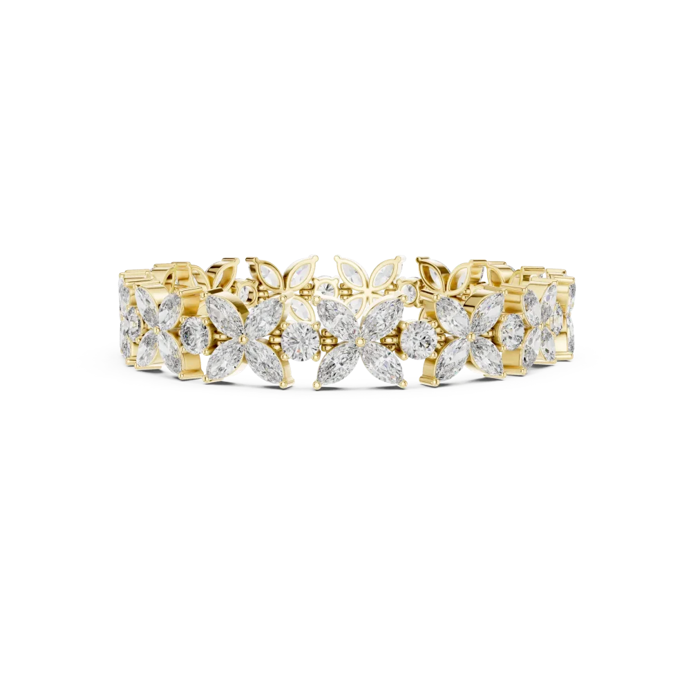 Ethereal Marquise and Round Brilliant Floral Tennis Bracelet - Image 3