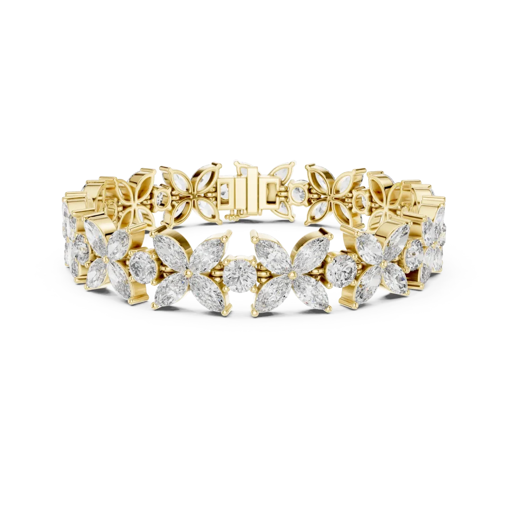 Ethereal Marquise and Round Brilliant Floral Tennis Bracelet - Image 2