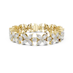 Ethereal Marquise and Round Brilliant Floral Tennis Bracelet - Image 2