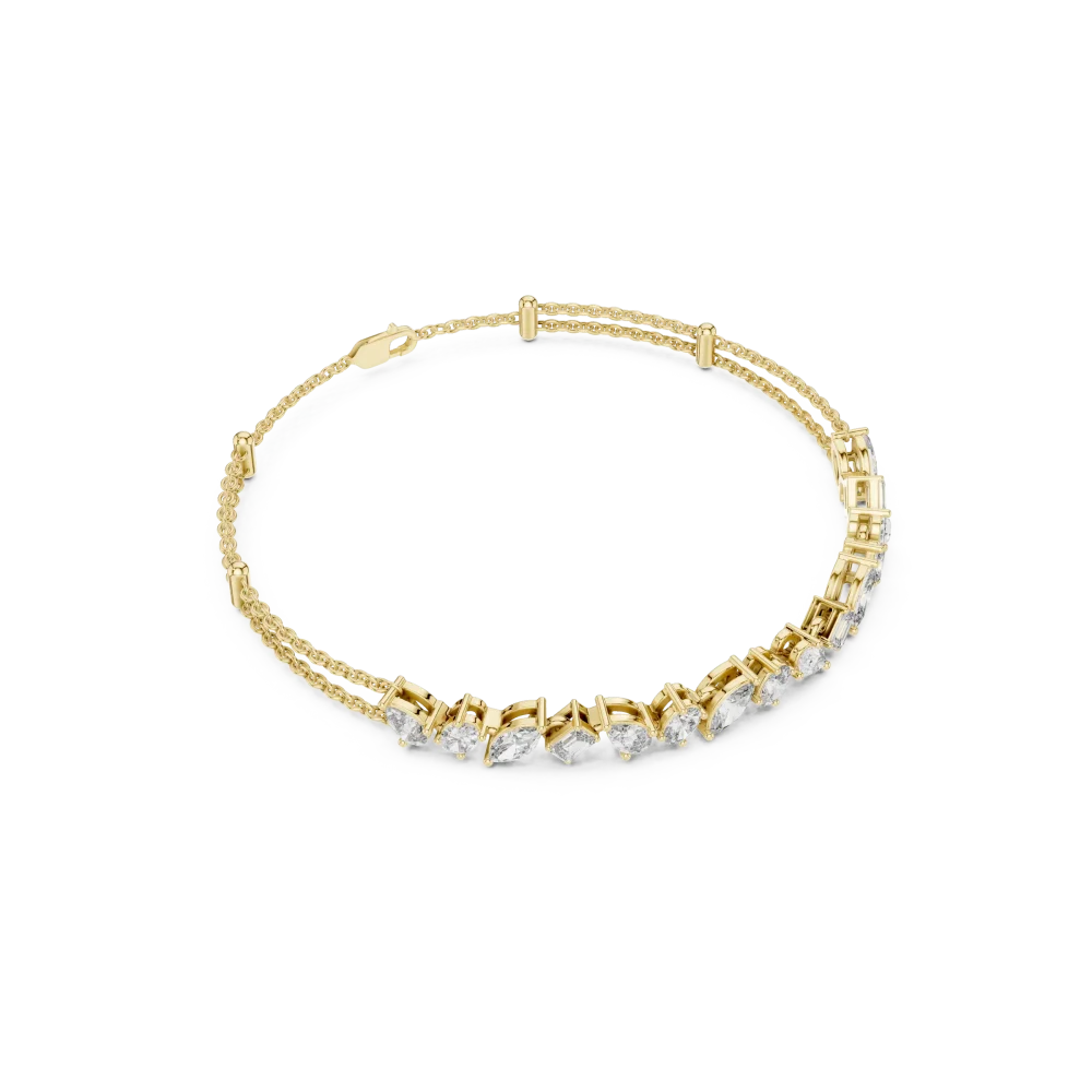 Adorn your wrist with this stunning multi-shape DIAMEUR lab-grown diamond bracelet. A blend of modern luxury and brilliant, sustainable craftsmanship.