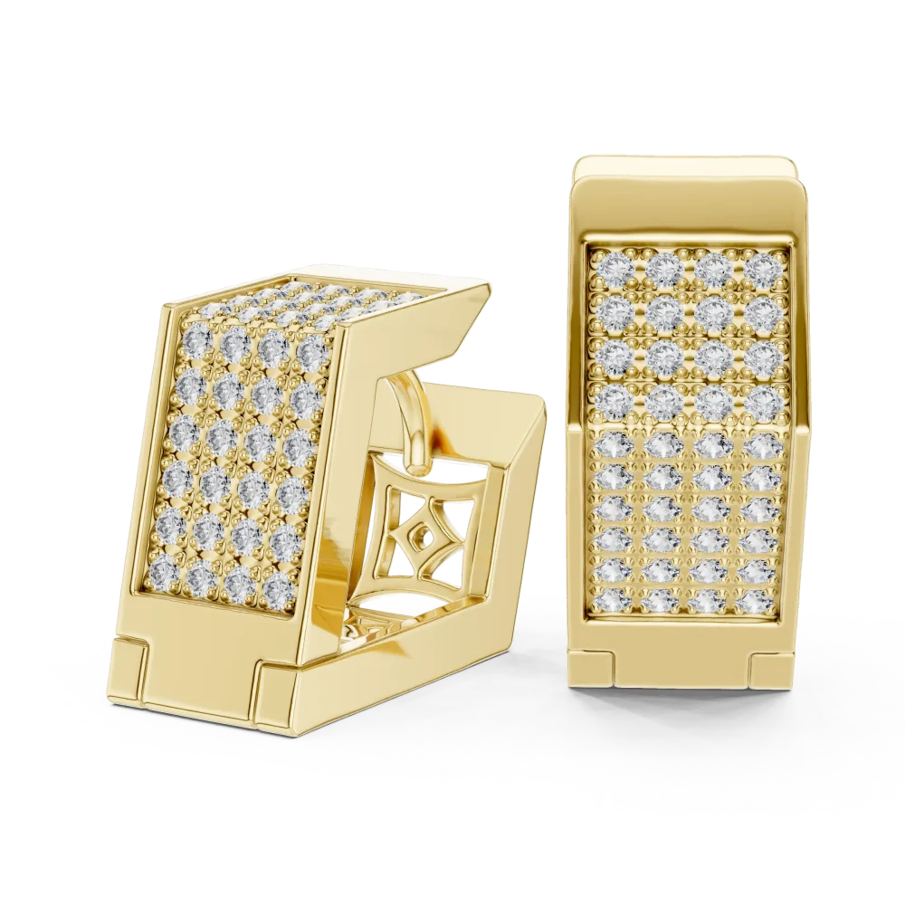 Architectural Round Pavé-Set Geometric Statement Earrings - Image 3