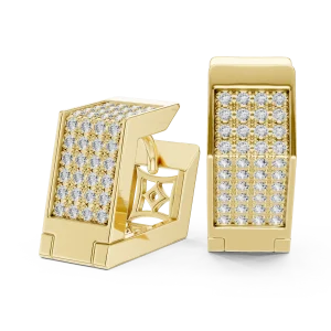 Architectural Round Pavé-Set Geometric Statement Earrings - Image 3