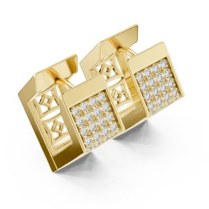 Architectural Round Pavé-Set Geometric Statement Earrings