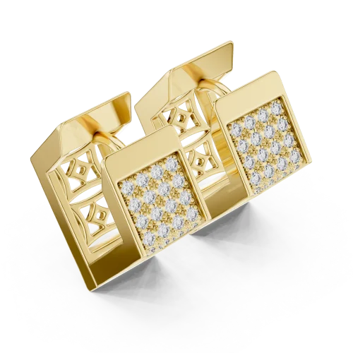 Architectural Round Pavé-Set Geometric Statement Earrings