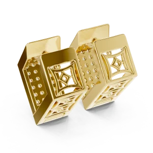 Architectural Round Pavé-Set Geometric Statement Earrings - Image 4