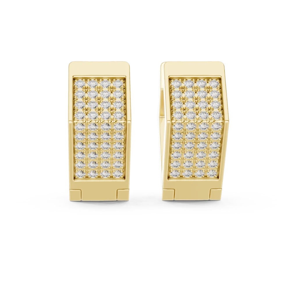 Architectural Round Pavé-Set Geometric Statement Earrings - Image 2