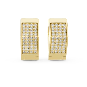 Architectural Round Pavé-Set Geometric Statement Earrings - Image 2