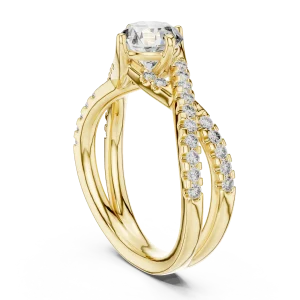 Ethereal Round Brilliant Interwoven Pavé Solitaire Ring - Image 3