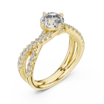 Ethereal Round Brilliant Interwoven Pavé Solitaire Ring