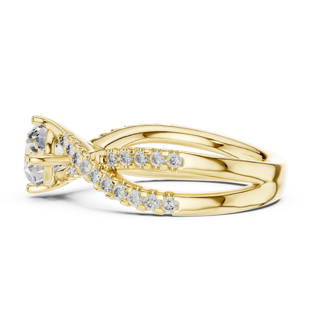 Ethereal Round Brilliant Interwoven Pavé Solitaire Ring - Image 4