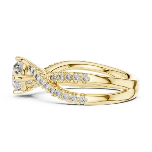 Ethereal Round Brilliant Interwoven Pavé Solitaire Ring - Image 4