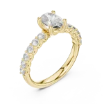 Ethereal Oval Cut Pavé-Set Solitaire Ring