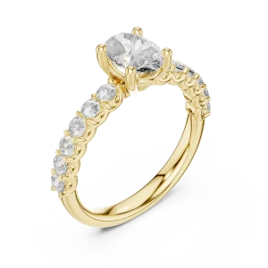 Ethereal Oval Cut Pavé-Set Solitaire Ring