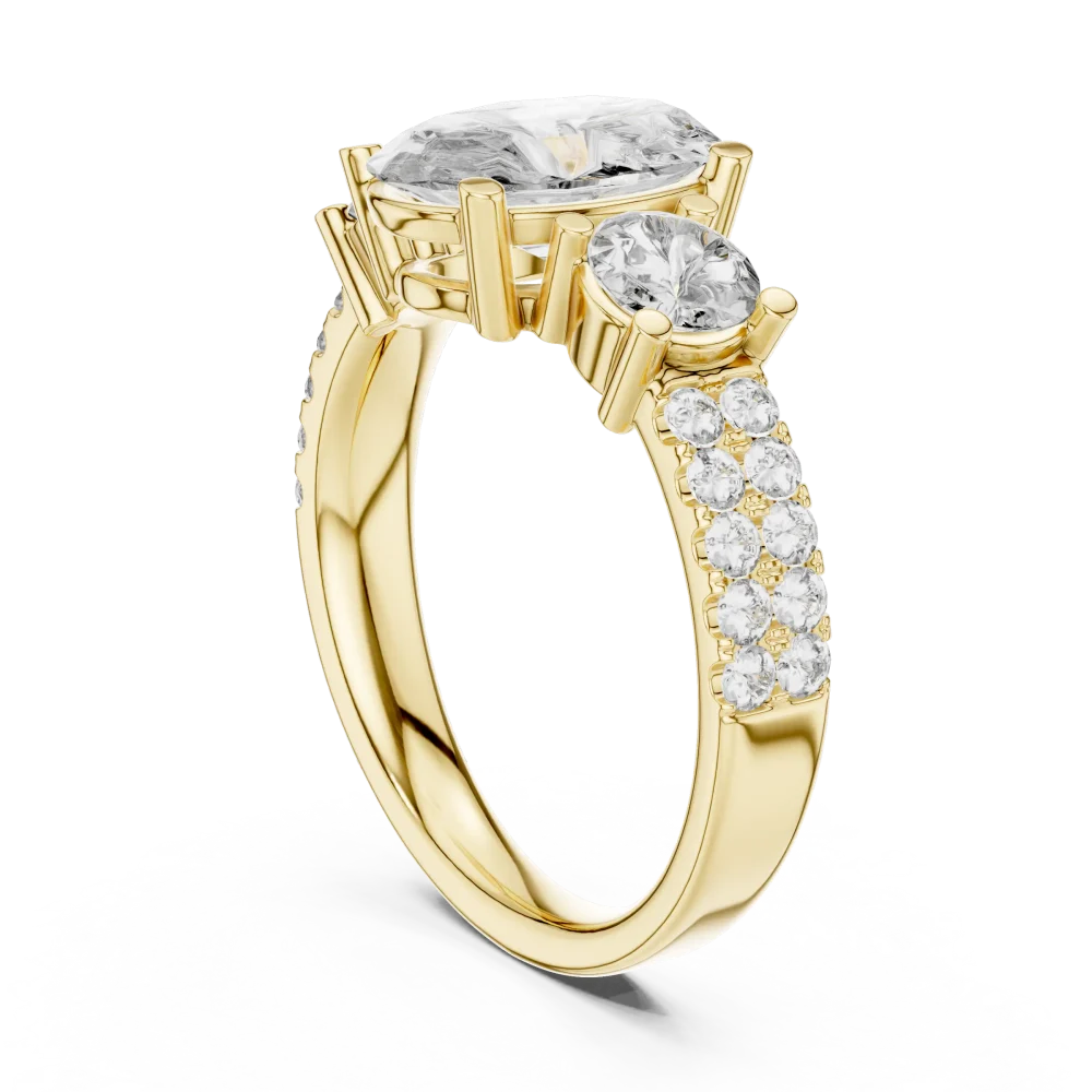 Luminary Oval and Round Three-Stone Pavé Engagement Ring - Image 3