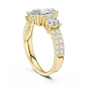 Luminary Oval and Round Three-Stone Pavé Engagement Ring - Image 3