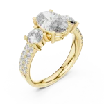 Luminary Oval and Round Three-Stone Pavé Engagement Ring