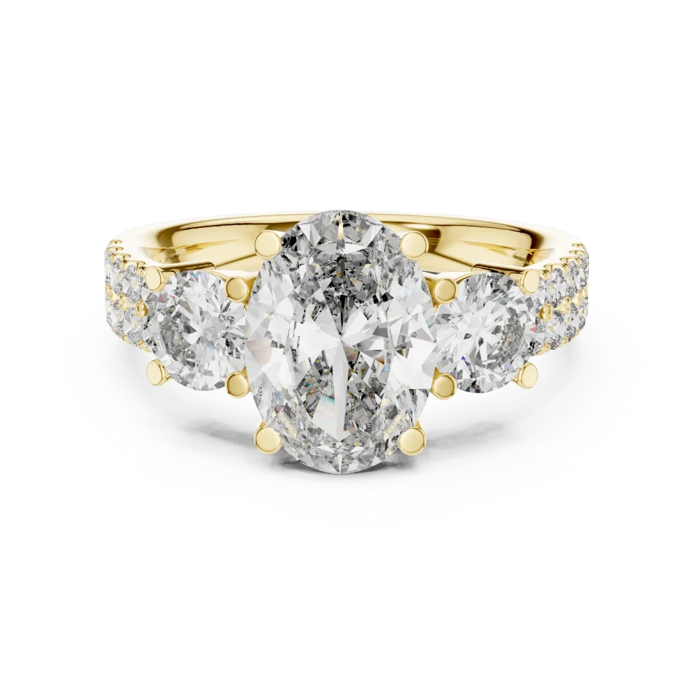 Luminary Oval and Round Three-Stone Pavé Engagement Ring - Image 2