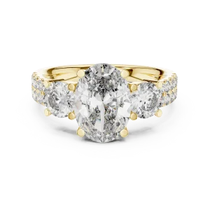 Luminary Oval and Round Three-Stone Pavé Engagement Ring - Image 2