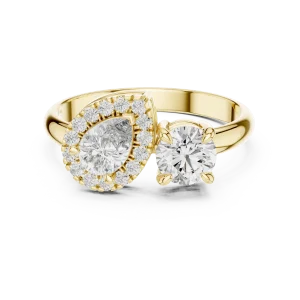 Luminary Pear and Round Cut Dual-Stone Statement Ring - Image 2