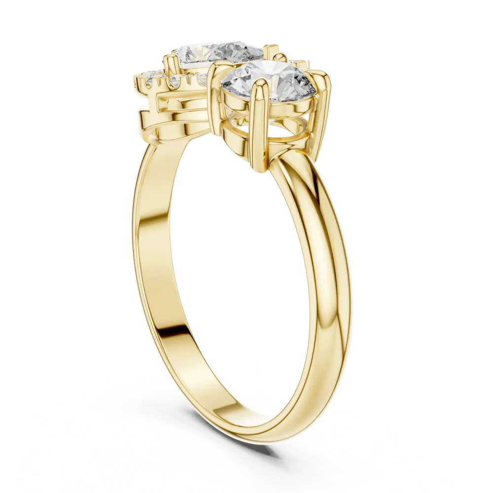 Luminary Pear and Round Cut Dual-Stone Statement Ring - Image 3
