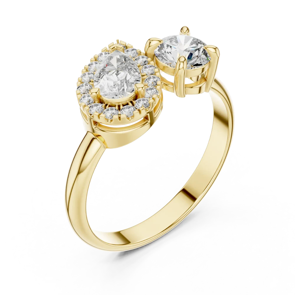 Discover the radiant elegance of our dual-stone lab-grown DIAMEUR diamond ring. A modern classic designed for brilliance. Shop this statement piece now.
