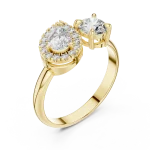 Luminary Pear and Round Cut Dual-Stone Statement Ring
