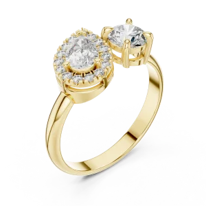 Luminary Pear and Round Cut Dual-Stone Statement Ring