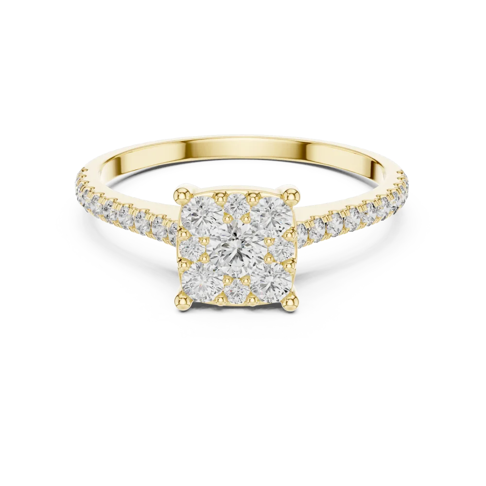 Luminary Round Brilliant Pavé-Set Cluster Solitaire Ring - Image 2