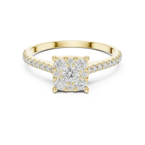 Luminary Round Brilliant Pavé-Set Cluster Solitaire Ring - Image 2