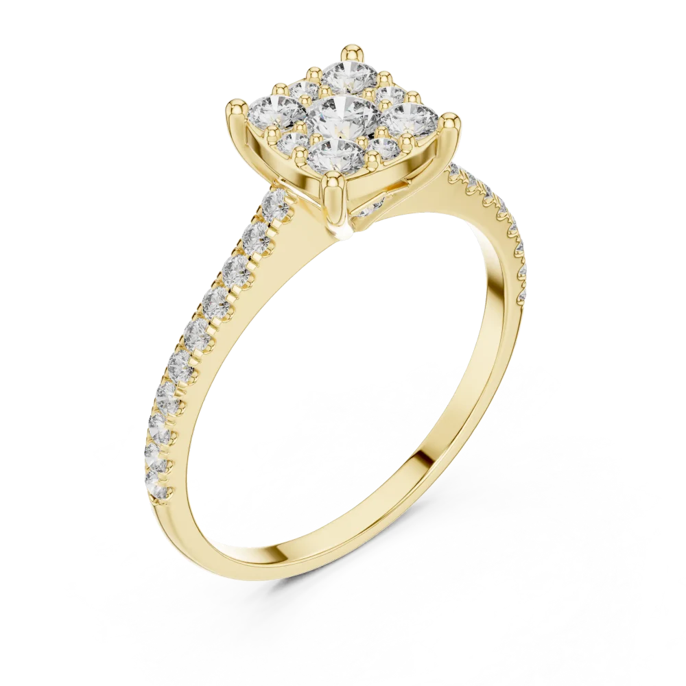 Discover the radiant brilliance of this cluster solitaire ring, expertly crafted with DIAMEUR diamonds. Shop sustainable luxury for your collection.