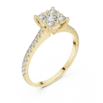 Luminary Round Brilliant Pavé-Set Cluster Solitaire Ring