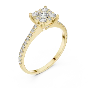 Luminary Round Brilliant Pavé-Set Cluster Solitaire Ring