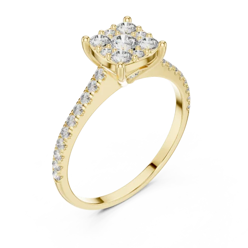 Luminary Round Brilliant Pavé-Set Cluster Solitaire Ring