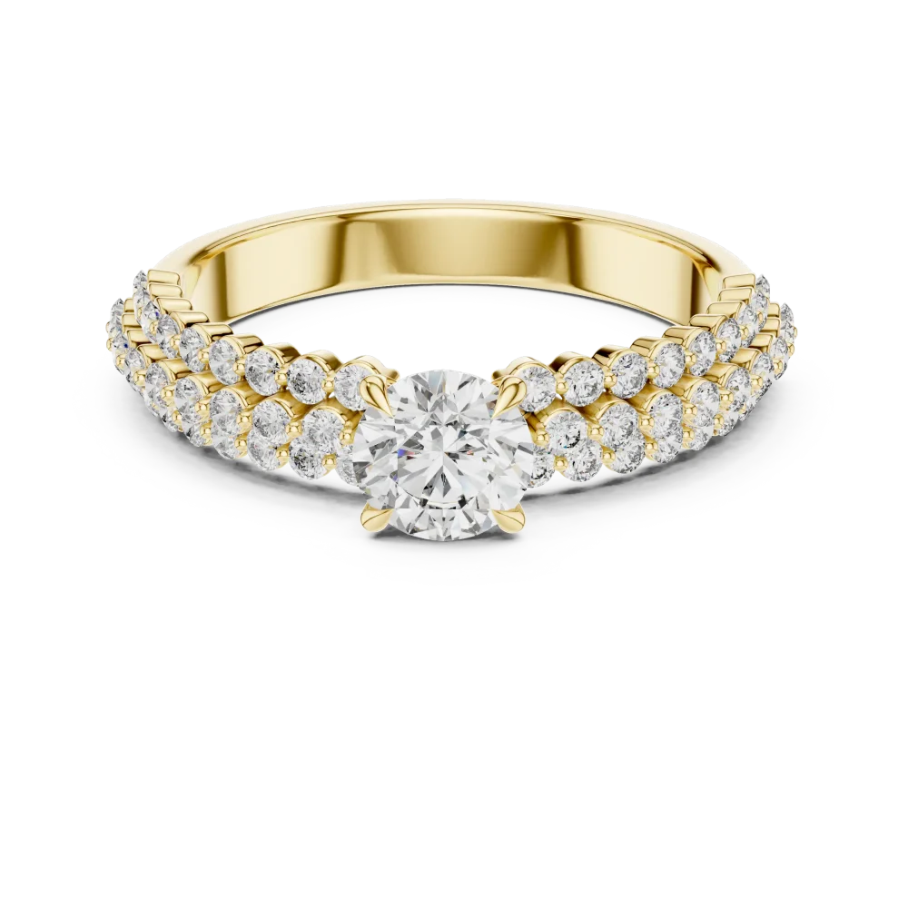 Luminary Round Brilliant Dual-Row Pavé Solitaire Ring - Image 2