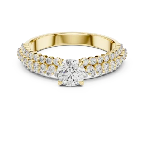 Luminary Round Brilliant Dual-Row Pavé Solitaire Ring - Image 2