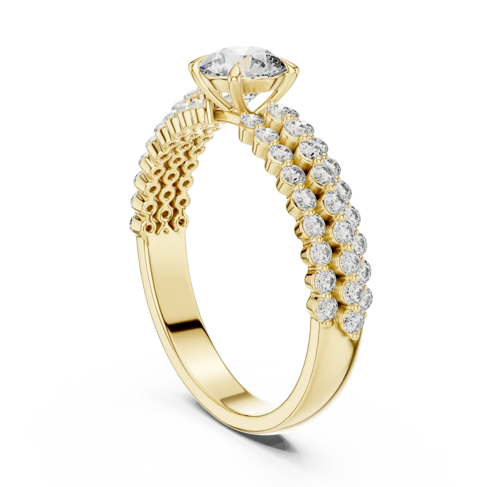 Luminary Round Brilliant Dual-Row Pavé Solitaire Ring - Image 3