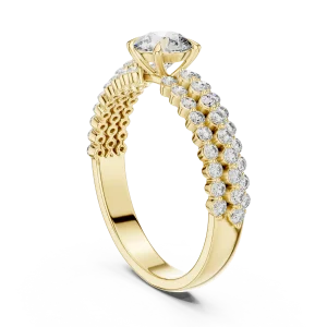 Luminary Round Brilliant Dual-Row Pavé Solitaire Ring - Image 3