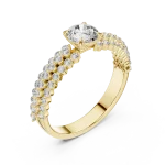 Luminary Round Brilliant Dual-Row Pavé Solitaire Ring