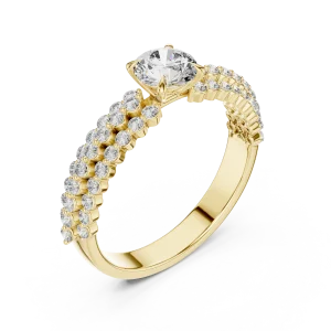 Luminary Round Brilliant Dual-Row Pavé Solitaire Ring