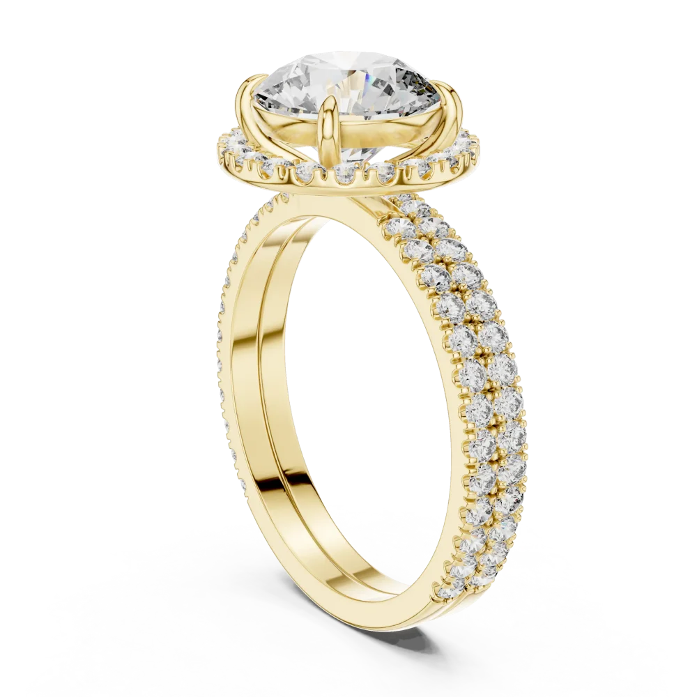 Luminary Round Brilliant Pavé-Set Halo Solitaire Ring - Image 3