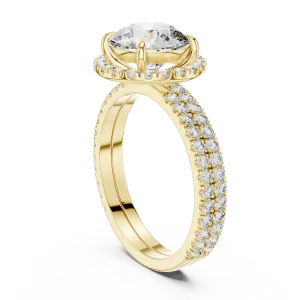 Luminary Round Brilliant Pavé-Set Halo Solitaire Ring - Image 3