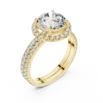Luminary Round Brilliant Pavé-Set Halo Solitaire Ring