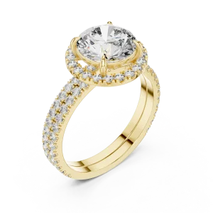Luminary Round Brilliant Pavé-Set Halo Solitaire Ring